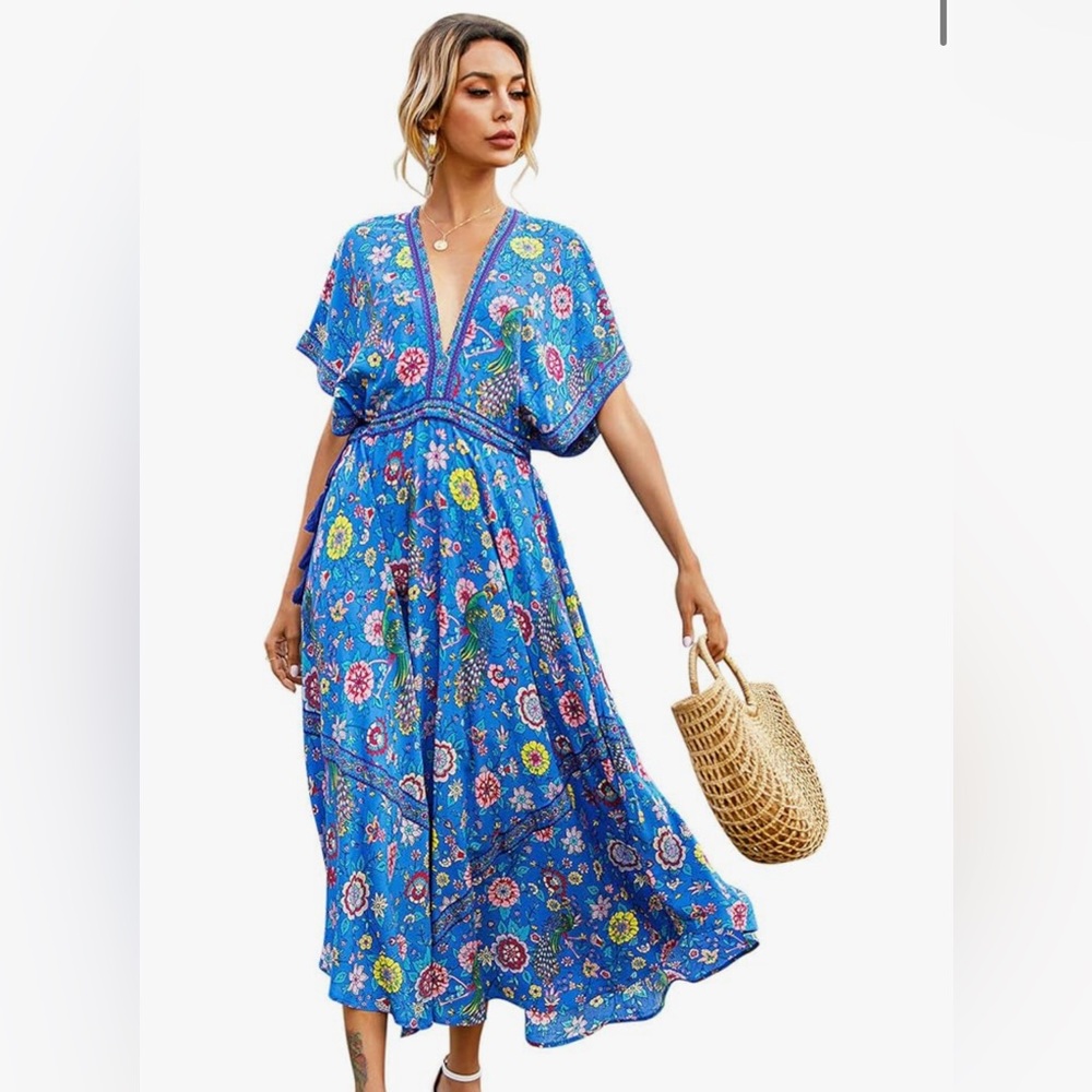 Floral Blue Maxi Dress